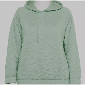 Nine West Long Sleeve Quilted Hoodie Top Mint Virtue Green PLUS XXL New NWT